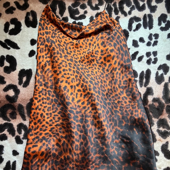 Orange and black leopard print slip dress 🐅 - Picture 4 of 4
